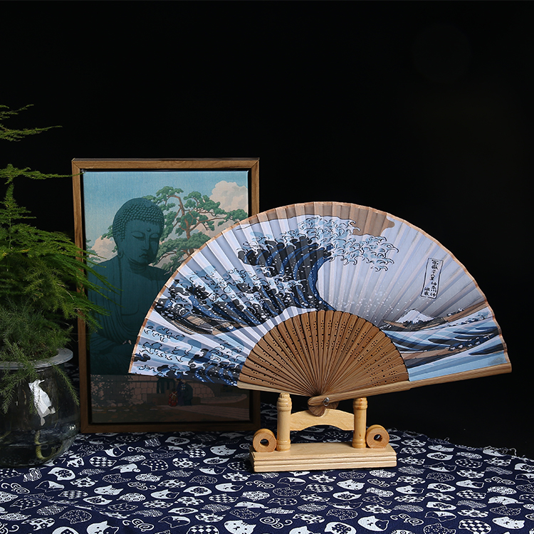 熊熊便利店日本浮世绘日式折扇子神奈川冲浪和服搭配日系和风海浪