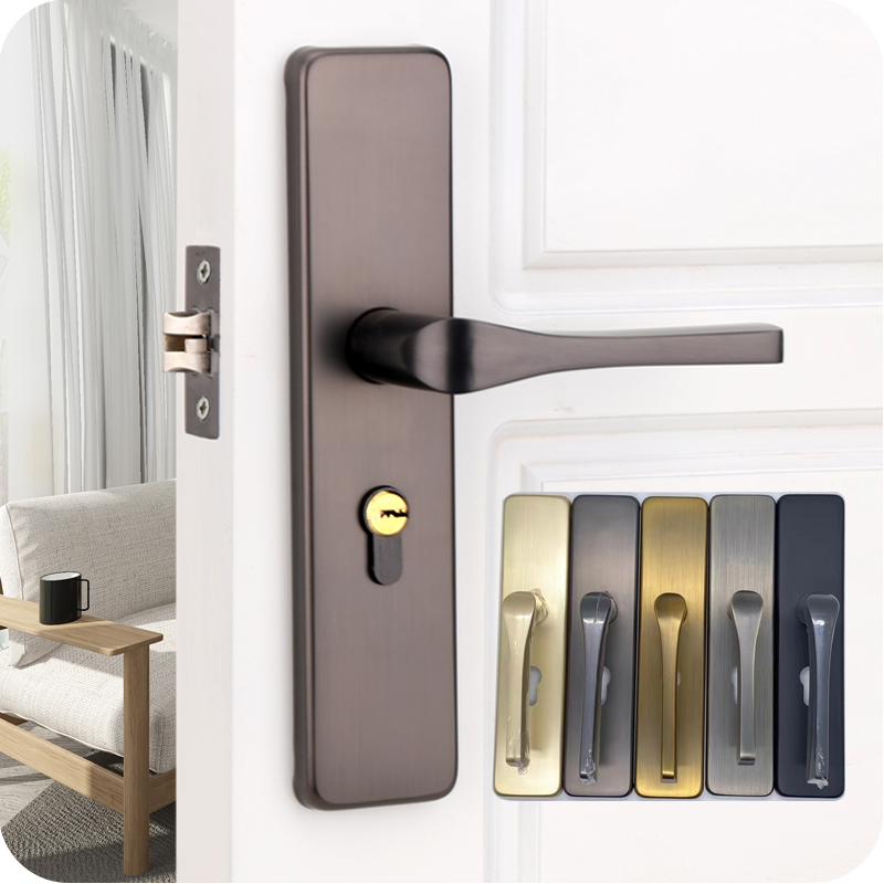 单舌门锁室内卧室木门锁家用老式房门锁通用型锁具金灰色青黄古铜