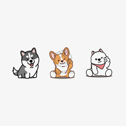 桃山/可爱宠物小狗二哈萨摩耶柯基卡通有趣防水纹身贴一张三贴