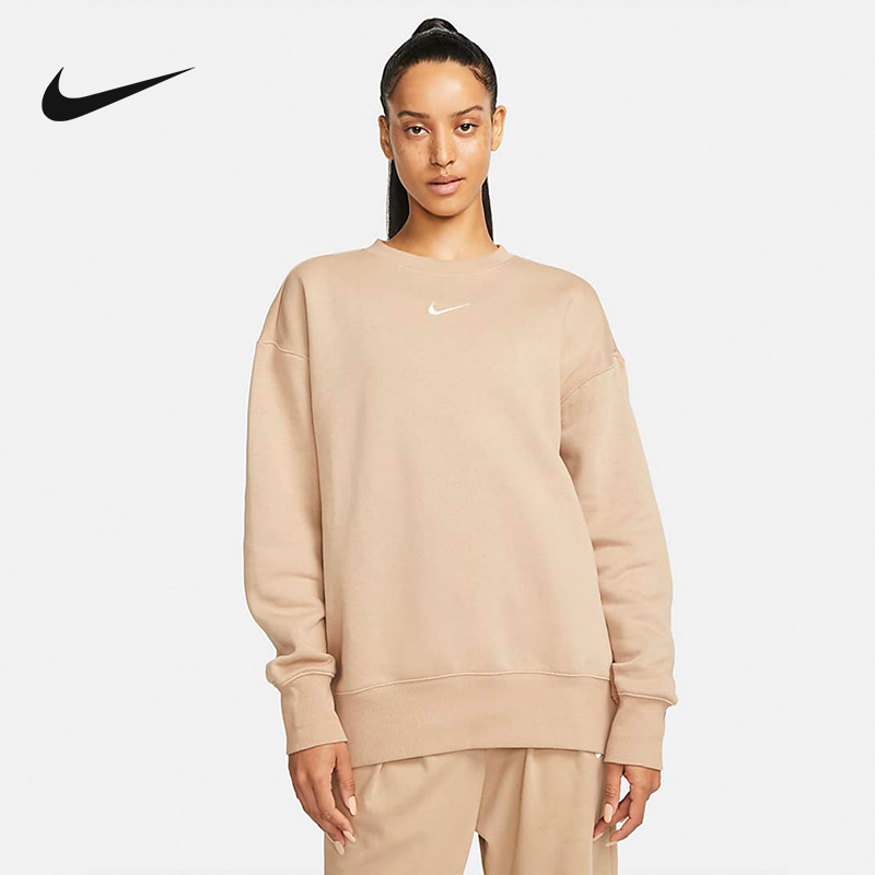 Nike耐克女装2023春季新款加绒保暖卫衣运动休闲圆领套头衫DQ5734