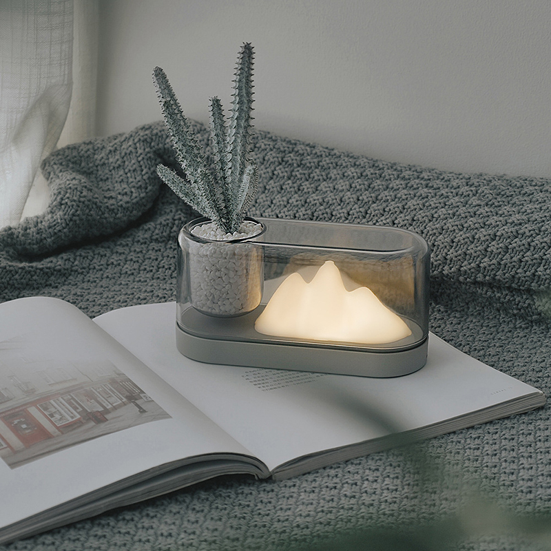 小夜灯卧室床头植物盆栽氛围灯色山 书房温馨桌面护眼陪伴LED台灯