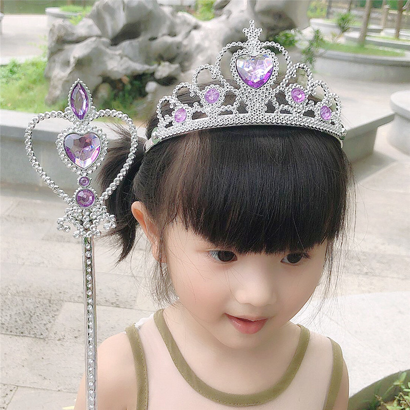儿童皇冠艾莎公主魔法棒小女孩装扮韩式派对王冠首饰头饰品发饰