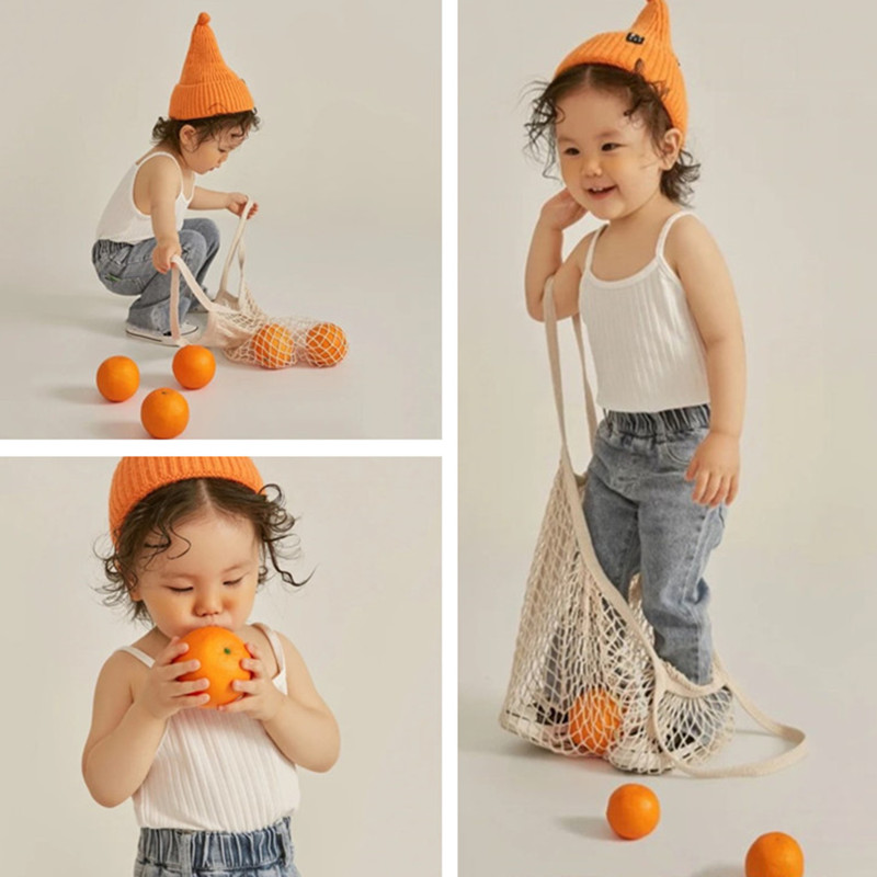 新款儿童写真摄影道具仿真水果橙子小清新拍照创意编织网兜购物袋