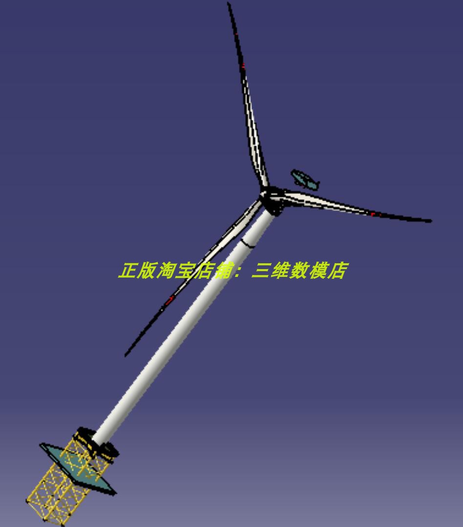 带停机坪风力涡轮机 发电机直升飞机平台 3D三维几何模型数模建模
