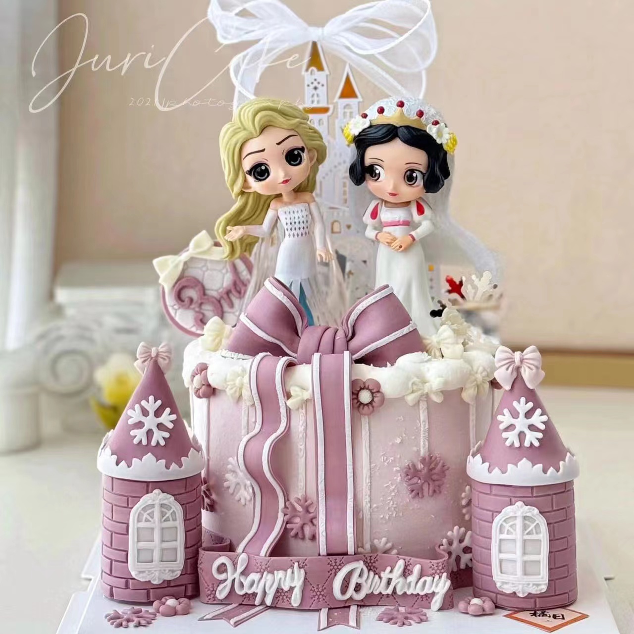网红婚纱白雪公主烘焙蛋糕装饰摆件冰雪女王爱莎城堡生日烘焙插件
