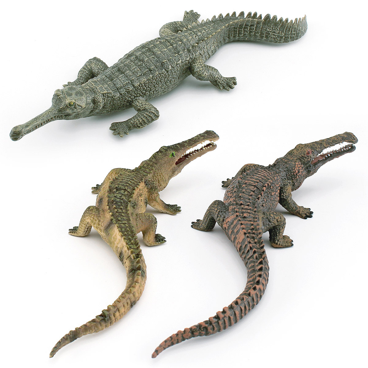 3款鳄鱼模型仿真长吻鳄恒河鳄食鱼鳄帝王鳄肌鳄桌面摆件儿童玩具