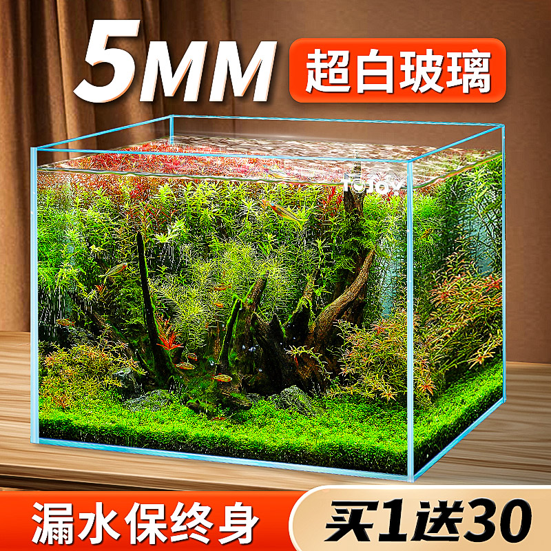 鱼缸小型客厅2024新款超白生态专用乌龟斗鱼金鱼桌面养水草玻璃缸