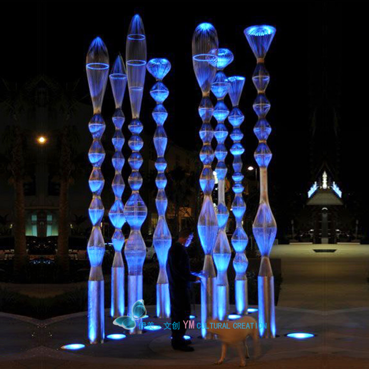 创意大中小型广场七彩变色动态流光灯柱发光雕塑城市美化装置定制