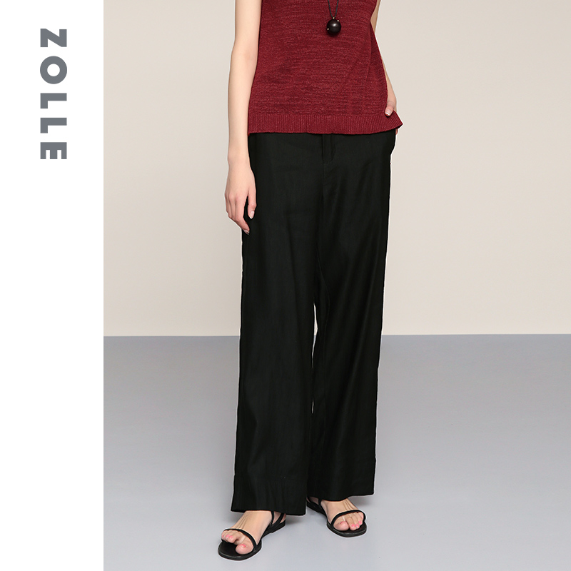 ZOLLE因为夏季新款纯色百搭直筒裤宽松简约显瘦女裤子气质裤子