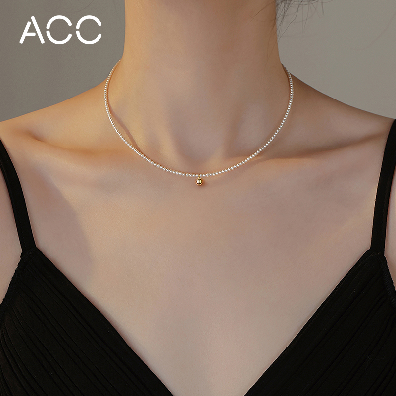 Acc施家项链女新款2024爆款小米珠高级感轻奢小众锁骨链珍珠颈链
