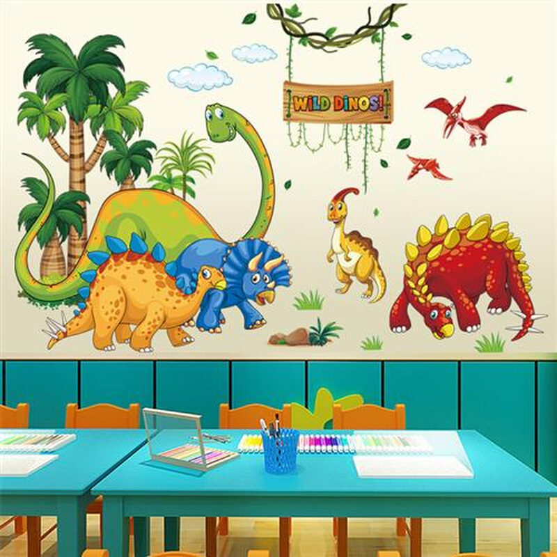 恐龙贴纸恐龙世界动物卡通墙贴画客厅儿童房间卧室装饰墙壁纸防水