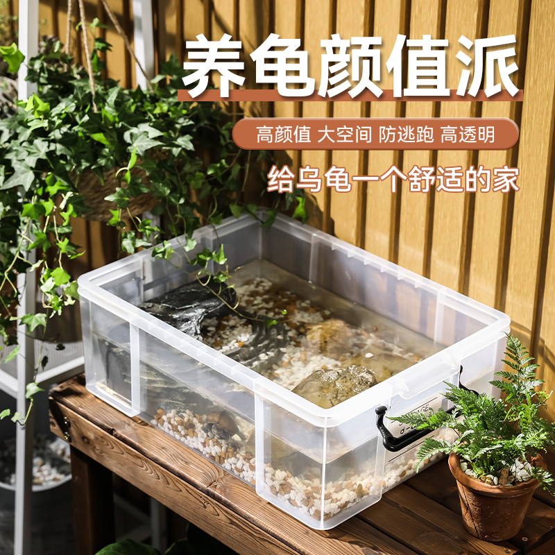乌龟周转箱家用过滤造景塑料养龟缸透明生态箱亚克力生物养殖箱子
