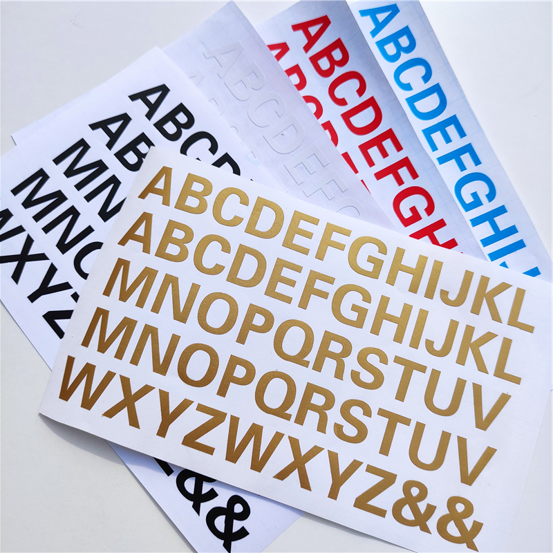 2厘米英文字母贴大写26个字母A至Z平面镂空PVC黑白彩金色防水贴纸