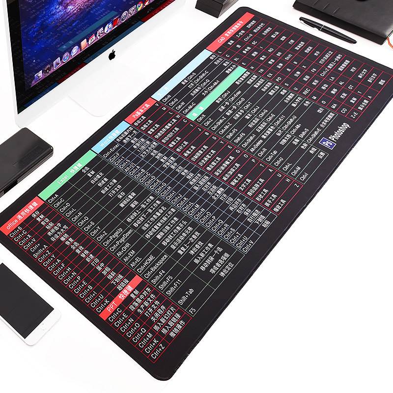 办公快捷键鼠标垫超大办公电脑桌垫学生写字桌面全套做图大全键盘