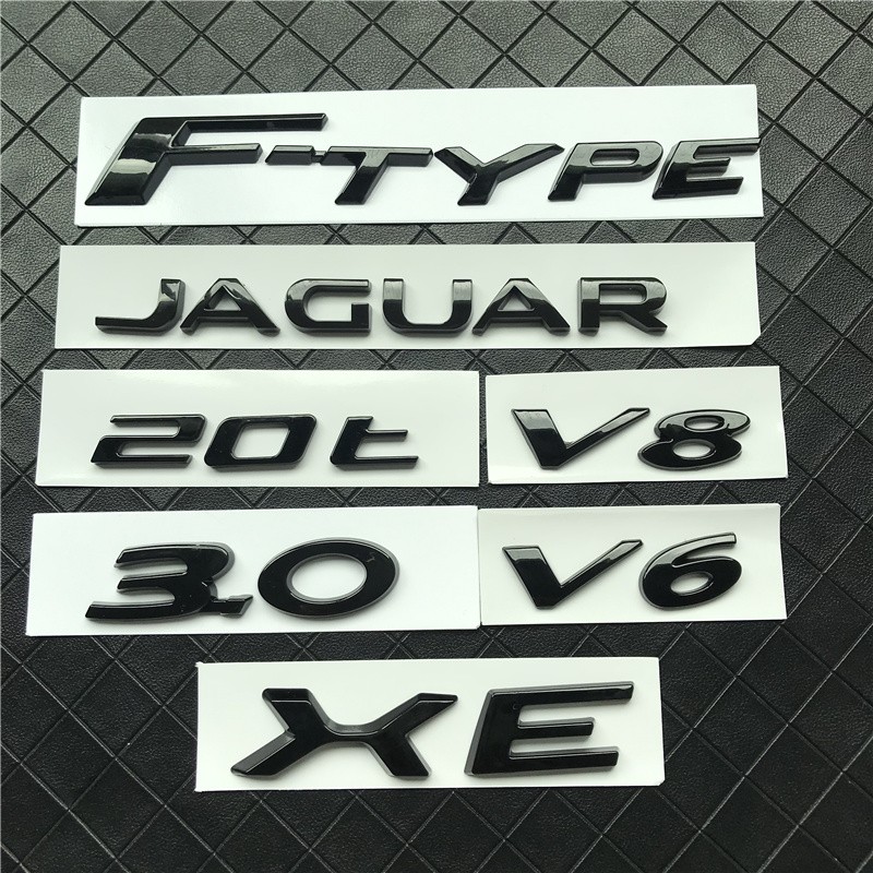 捷豹车标XE XEL XF FTYPE改装黑色后尾箱英文字母V6 V8叶子板标志