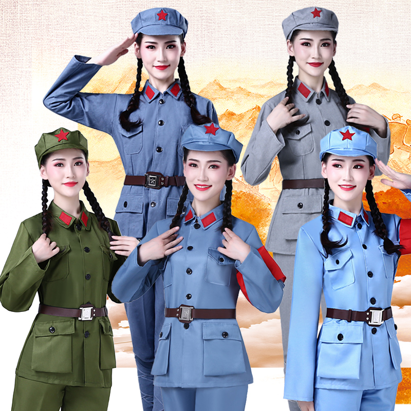 成人红军演出服合唱服儿童男女八路军服抗战服装红卫兵军装表演服