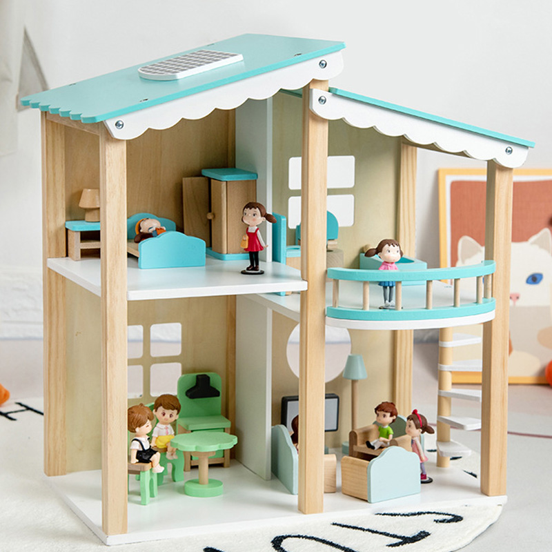 儿童木制娃娃屋公主别墅房子过家家仿真玩具豪华小屋子洋楼幼儿园