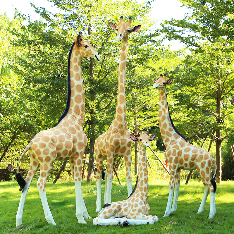 大型仿真长颈鹿动物玻璃钢雕塑幼儿园商场花园林景观户外装饰摆件