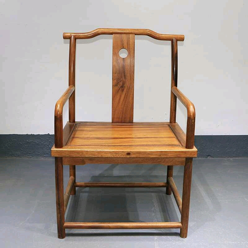 美花梨胡桃木新中式主人官帽椅子茶桌配套实木总统椅餐椅靠背椅