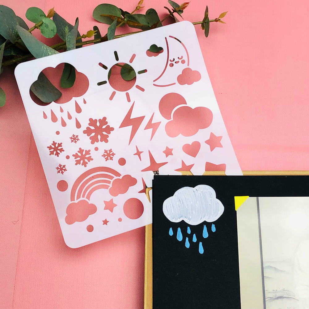 幼儿园成长册装饰材料儿童多功能镂空绘画花边模板尺手帐工具素材