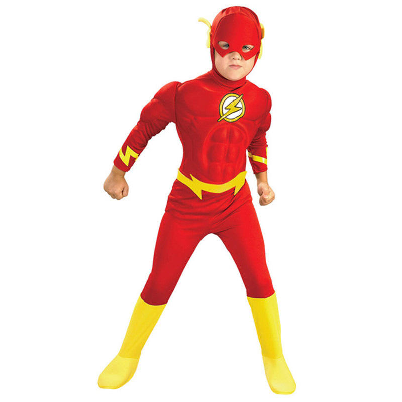 儿童超级英雄肌肉装闪电侠万圣节装扮男孩动漫人物角色扮演服装