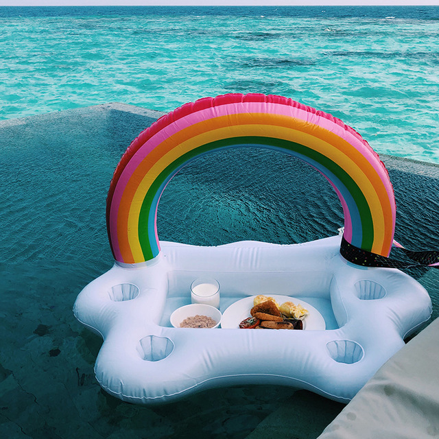 巴厘岛水上漂浮早餐托盘网红泳池派对布置餐盘民宿酒店下午茶冰吧