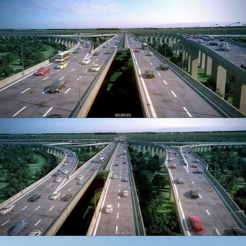城市交通 高架桥 立交桥 航运 航空 飞机 三维漫游宣传片视频素材