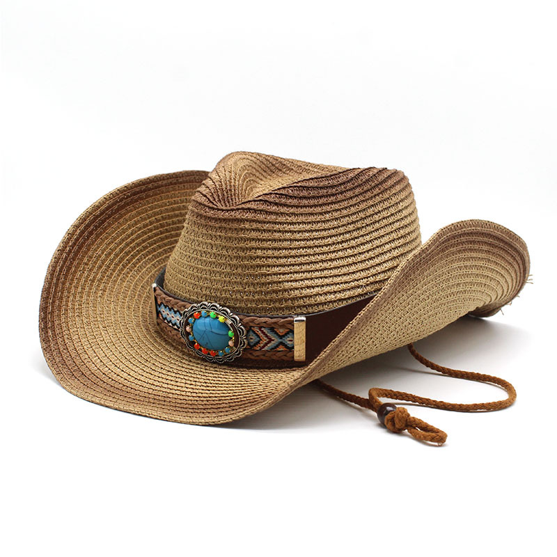 男女士喷漆牛仔帽骑马帽太阳帽少数民族风牛仔草帽夏季遮阳沙滩帽