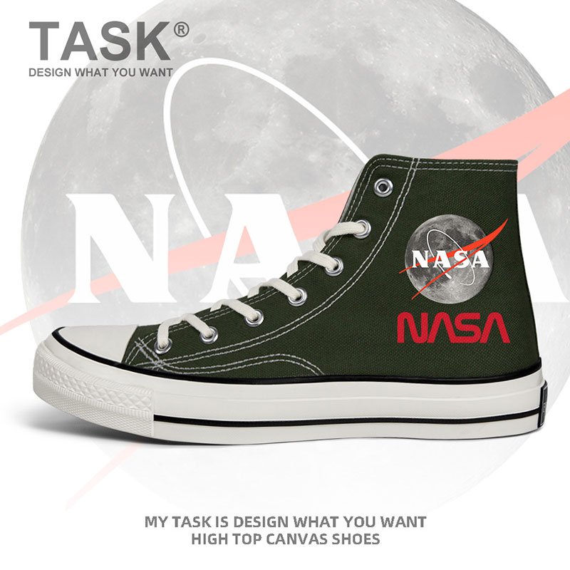 nasa月球logo联名款美国街头太空宇宙高帮帆布鞋男女鞋子设 无界