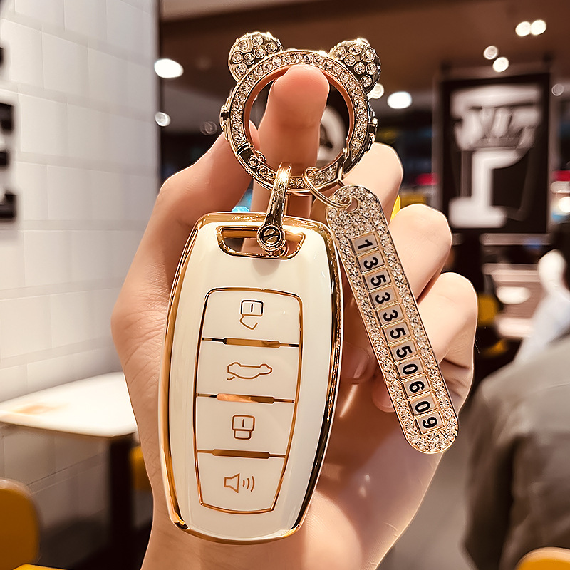 适用2022款欧拉黑猫三元锂钥匙套白猫小野猫版升级版遥控钥匙包扣