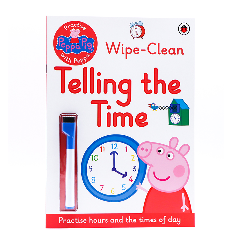 可重复擦写 时间认知练习 英文原版 Practise with Peppa Pig Wipe-Clean Telling the Time和小猪佩奇一起认识时间刷刷笔擦擦笔书