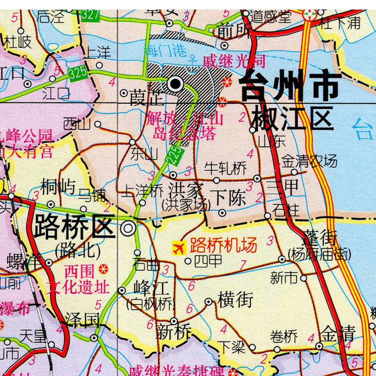 2023新款 超大巨幅 台州市墙贴 行政区划图 交通装饰画海报地图