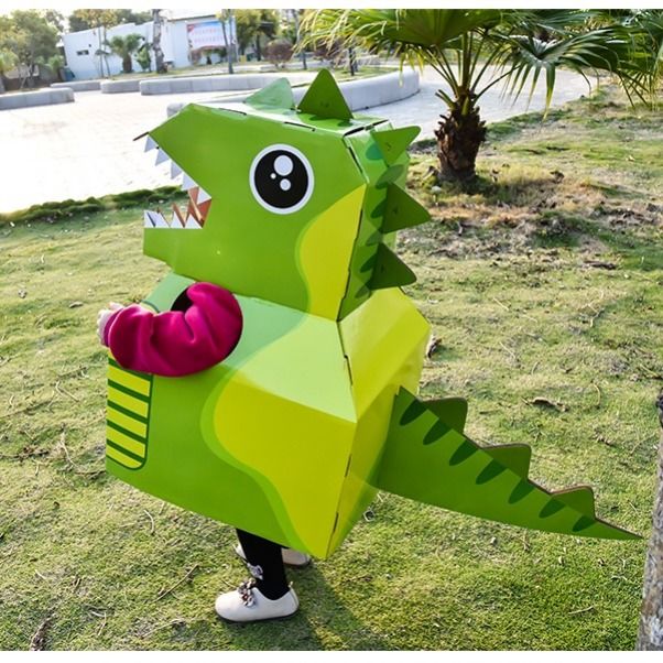 恐龙纸箱可穿舞狮模型儿童创意玩具手工制作diy动物穿拼装幼儿园