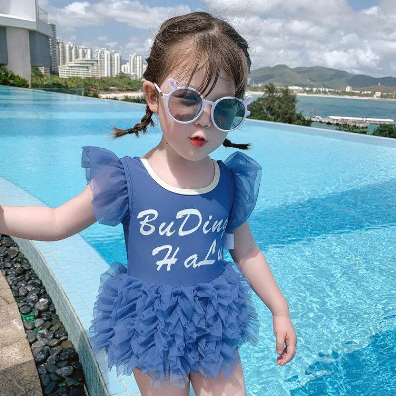 推荐女童2023夏季新款连身泳装中小童蕾丝公主风可爱洋派女宝宝泳