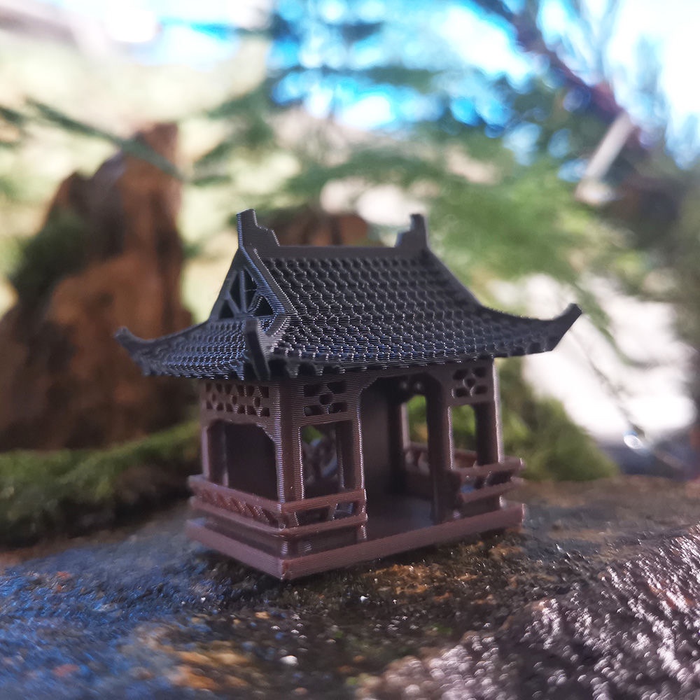 中式园林古建筑盆景配件吸水石鱼缸微景观沙盘造景摆件模型牡丹亭