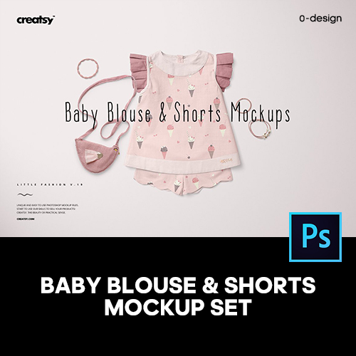 亚麻婴幼儿童装穿搭连衣裙印花图案设计贴图ps样机素材展示模板
