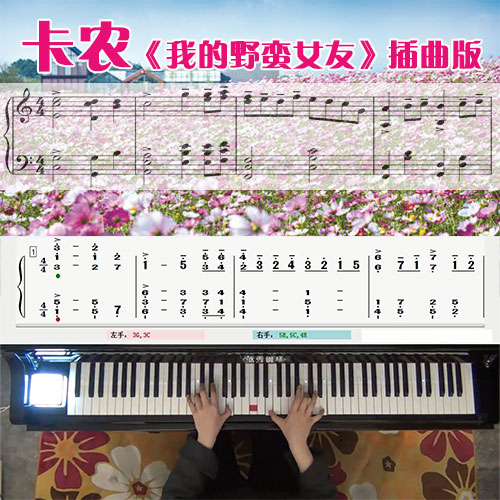 卡农(我的野蛮女友插曲版)五线谱简谱钢琴教学课程 悠秀