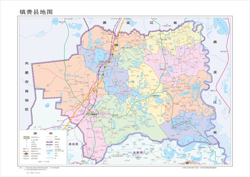 白城市镇赉县地图水系河流湖泊交通行政区划旅游铁路地形卫星流域