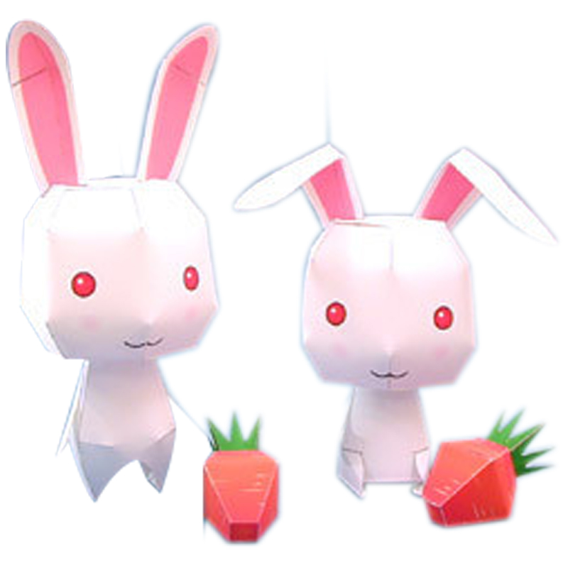 满68包邮两只可爱的小白兔3D立体折纸模型DIY儿童手工劳动非成品
