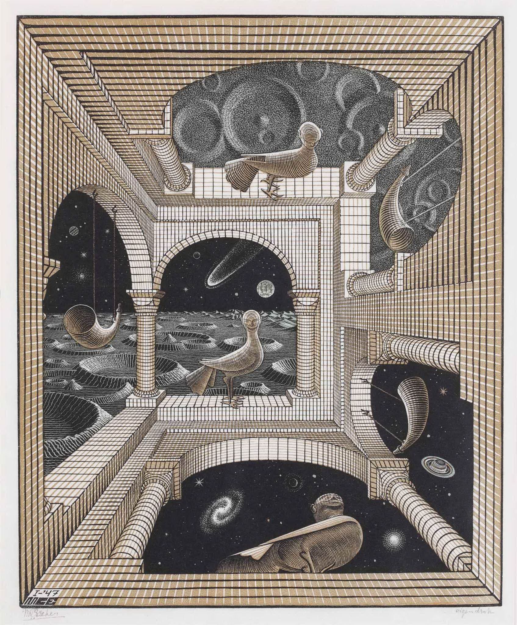 3·埃舍尔Escher绘画合集 视错觉空间高清电子版画素描 素材81幅
