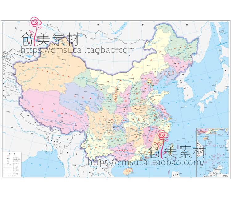 2022新版中国地图电子版高清矢量横版CDR/AI/PDF源文件素材模板