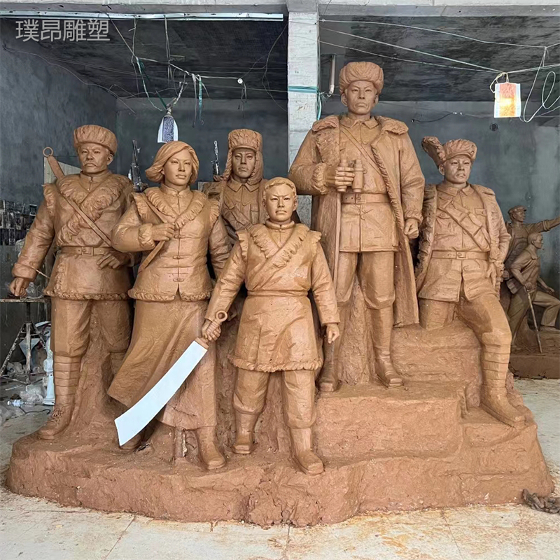 抗美援朝玻璃钢雕塑东北抗联红军群雕定制抗日八路军铜像雕像厂家