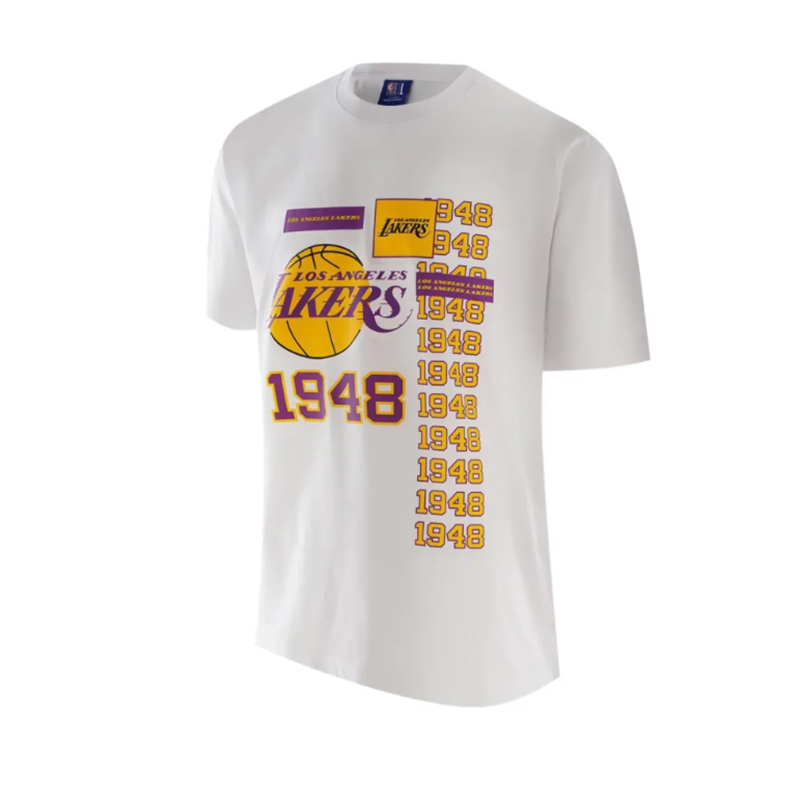 NBA湖人勇士队男子圆领夏季透气短袖T恤运动舒适宽松上衣