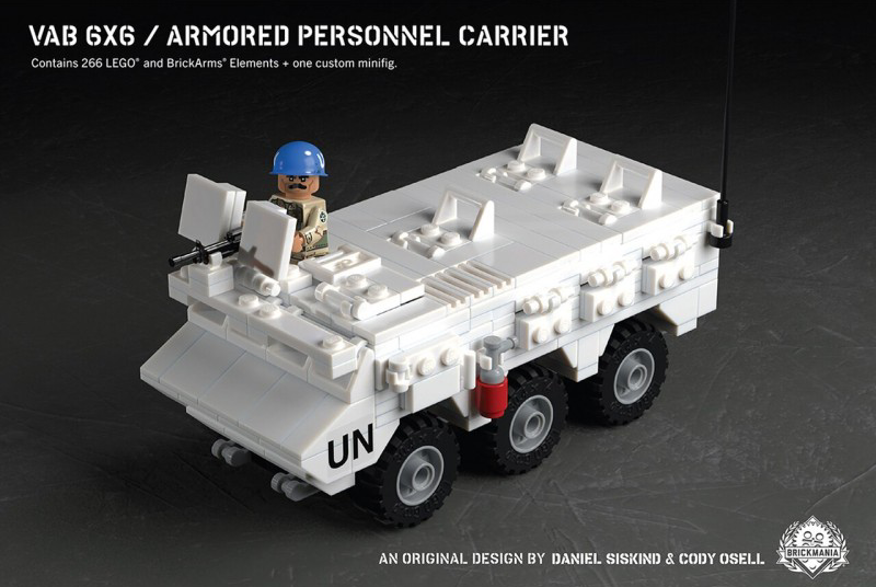 UN联合国维和VAB六轮装甲车 军事第三方益智拼装积木模型玩具礼物