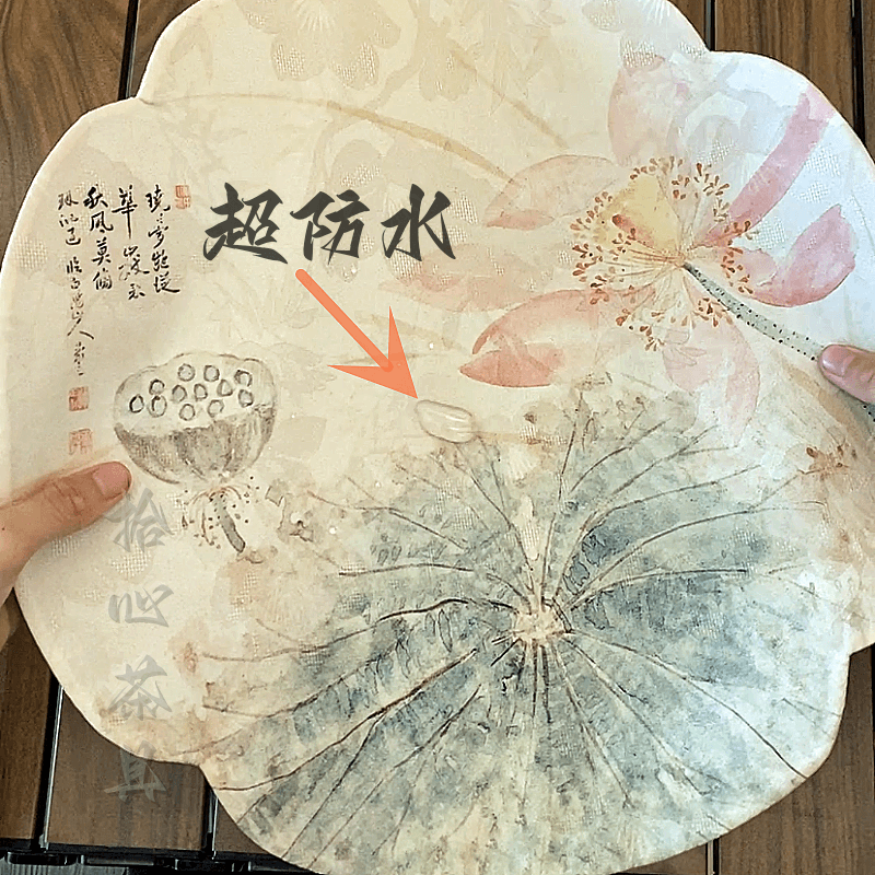 开新中式干圆形隔热垫茶席防水布茶垫艺双面盛中国风桌垫莲花泡茶