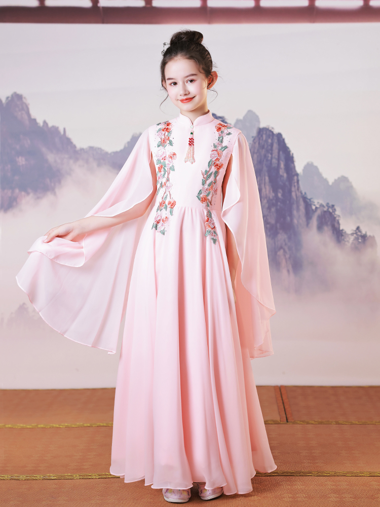 新款女童礼服儿童中国风演出服中大童弹古筝晚礼服古典舞表演服装