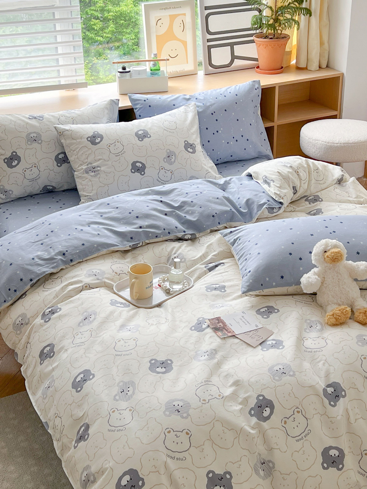 影子熊丨儿童卡通纯棉床上用品床单被套三四件套定制床笠床罩