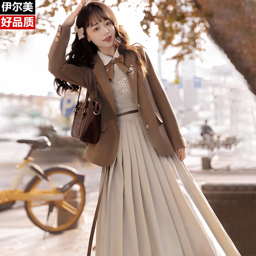 原创设计海棠私语中国风汉元素学院风外套衬衣吊带裙套装6705