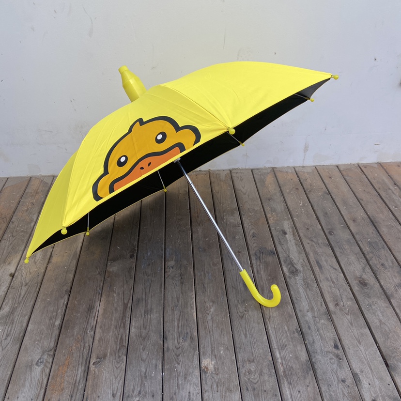 包邮 可爱卡通小鸭子防水套黑胶自动晴雨伞3-9岁遮阳防晒伞