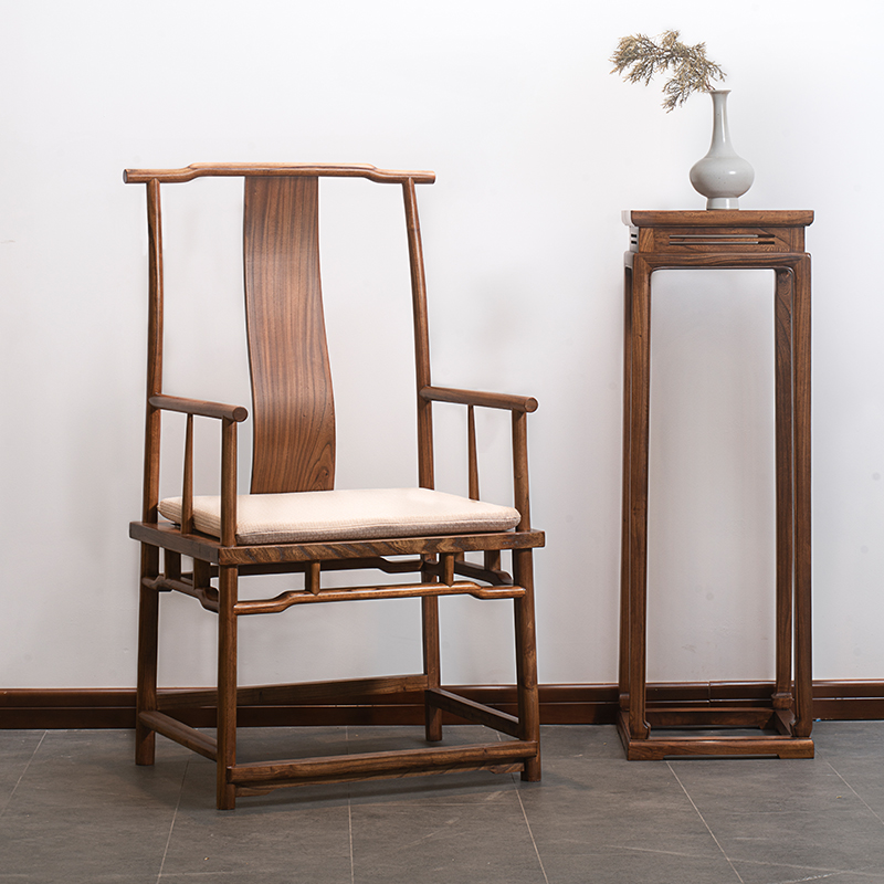 溪木工坊新中式实木圈椅太师椅简约仿古官帽椅老榆木椅子明式家具